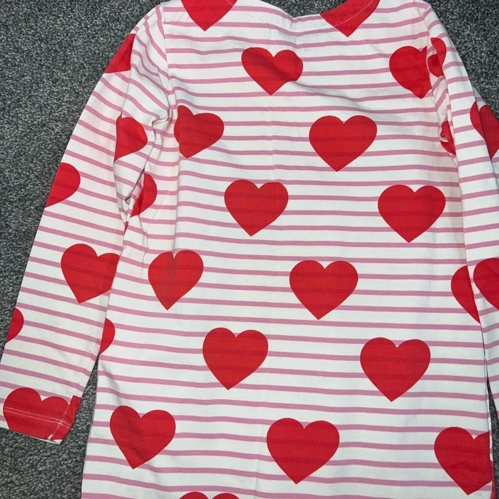 BODEN Fun Breton Dress in Poppy Red Stripe Heart